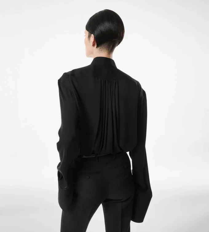 Gewassen zijden georgette blouse met lange mouwen Gewassen zijden georgette blouse met lange mouwen