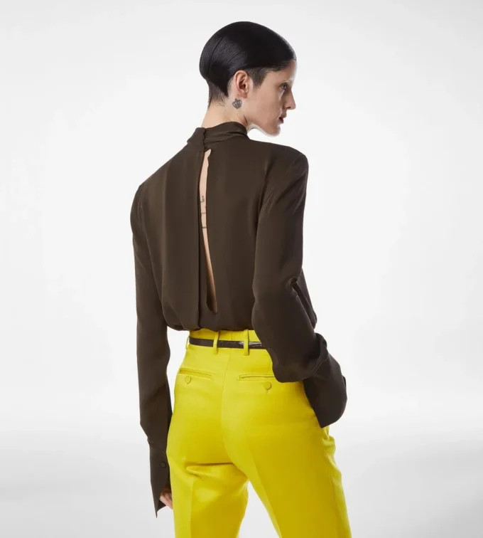 Gewassen zijden georgette blouse met lange mouwen Gewassen zijden georgette blouse met lange mouwen