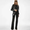 Glanzend plonge leren motorjack Glanzend plonge leren motorjack