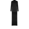Glanzende crêpe cocktailjurk met hoge hals Glanzende crêpe cocktailjurk met hoge hals