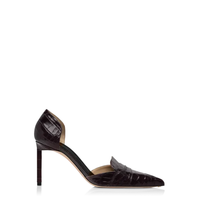 Glanzende Eva D’Orsay-pumps van gestempeld krokodillenleer Glanzende Eva D’Orsay-pumps van gestempeld krokodillenleer