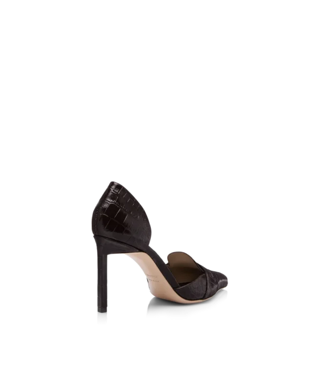 Glanzende Eva D’Orsay-pumps van gestempeld krokodillenleer Glanzende Eva D’Orsay-pumps van gestempeld krokodillenleer