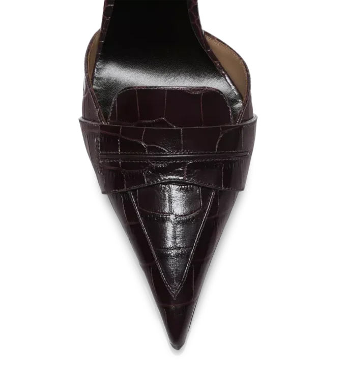 Glanzende Eva D’Orsay-pumps van gestempeld krokodillenleer Glanzende Eva D’Orsay-pumps van gestempeld krokodillenleer