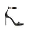 Glanzende leren sandalen met enkelbandje en T-gesp