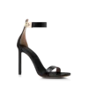 Glanzende leren sandalen met enkelbandje en T-gesp