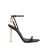 Glanzende leren sandalen met puntige neus en open hiel Glanzende leren sandalen met puntige neus en open hiel