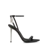 Glanzende leren sandalen met puntige neus en open hiel Glanzende leren sandalen met puntige neus en open hiel