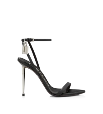 Glanzende leren sandalen met puntige neus en open hiel