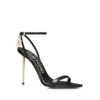 Glanzende leren sandalen met puntige neus en open hiel Glanzende leren sandalen met puntige neus en open hiel