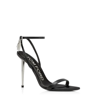 Glanzende leren sandalen met puntige neus en open hiel