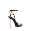 Glanzende leren sandalen met puntige neus en open hiel Glanzende leren sandalen met puntige neus en open hiel