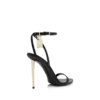 Glanzende leren sandalen met puntige neus en open hiel Glanzende leren sandalen met puntige neus en open hiel