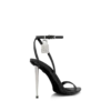 Glanzende leren sandalen met puntige neus en open hiel Glanzende leren sandalen met puntige neus en open hiel