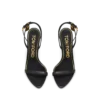 Glanzende leren sandalen met puntige neus en open hiel Glanzende leren sandalen met puntige neus en open hiel