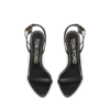 Glanzende leren sandalen met puntige neus en open hiel Glanzende leren sandalen met puntige neus en open hiel