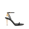 Glanzende leren sandalen met puntige neus en slotje 85 mm Glanzende leren sandalen met puntige neus en slotje 85 mm