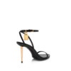 Glanzende leren sandalen met puntige neus en slotje 85 mm Glanzende leren sandalen met puntige neus en slotje 85 mm