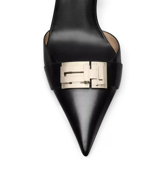 Glanzende leren T Latch Slingback Glanzende leren T Latch Slingback