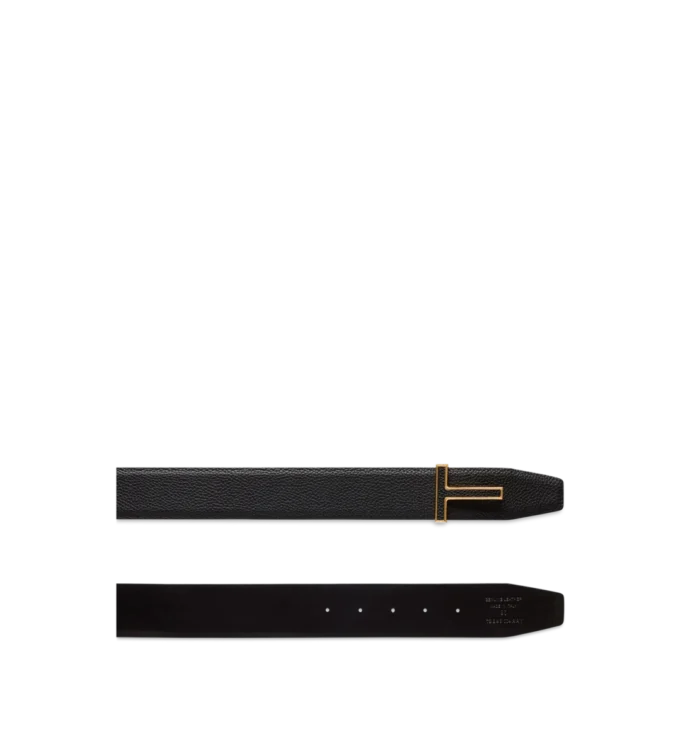 Grain Leather Insert Buckle T Belt