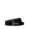 Grain Leather Insert Buckle T Belt