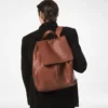Grain Leather T-Line Flap Backpack Grain Leather T-Line Flap Backpack