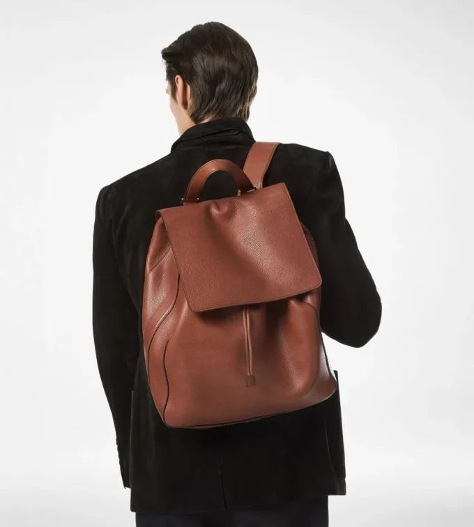 Grain Leather T-Line Flap Backpack Grain Leather T-Line Flap Backpack