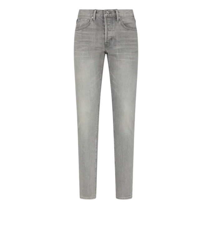 Grijs Stretch slim fit selvedge denim