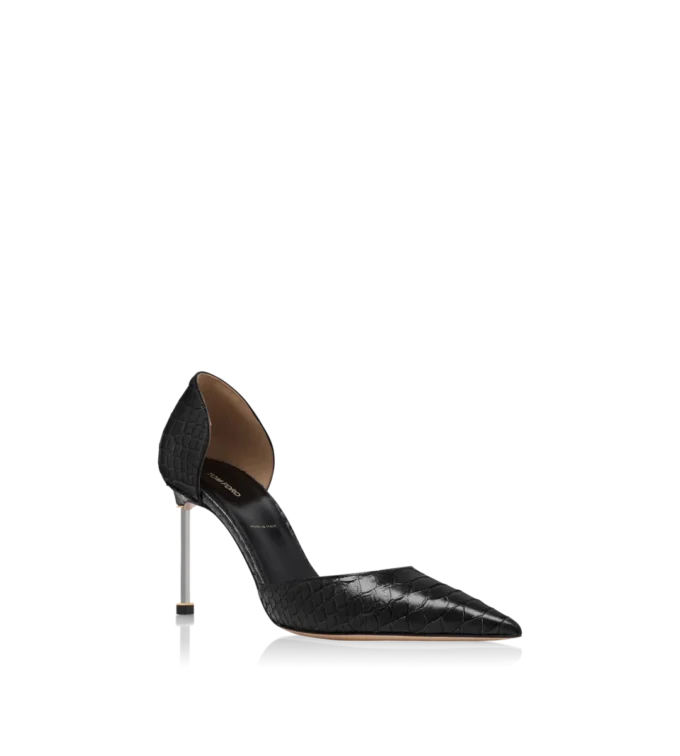 Halfglanzende Python Spire D’Orsay-pumps met print