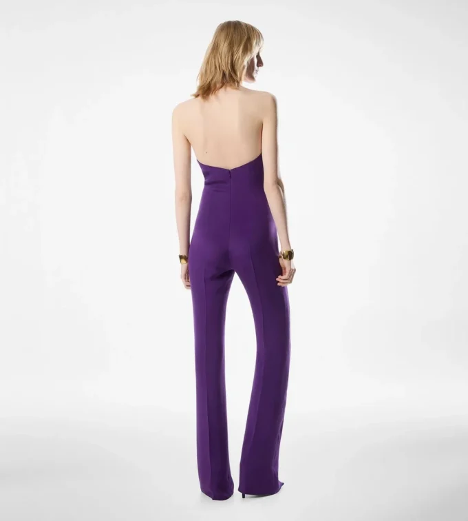 Halternek Twist Front zijden jumpsuit Halternek Twist Front zijden jumpsuit