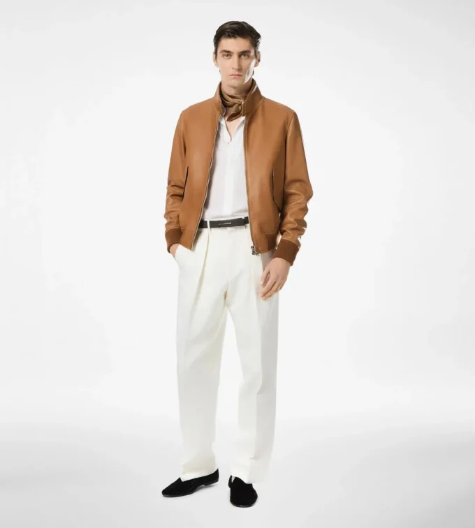 Harrington van generfd leer
