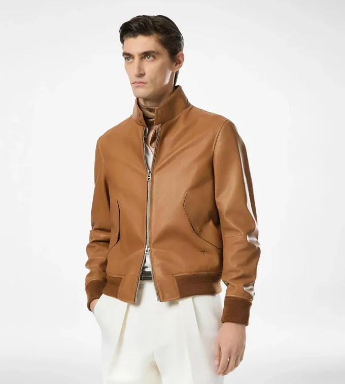 Harrington van generfd leer
