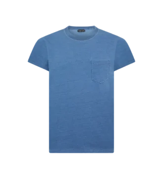 Indigo gekleurd T-shirt met ronde hals