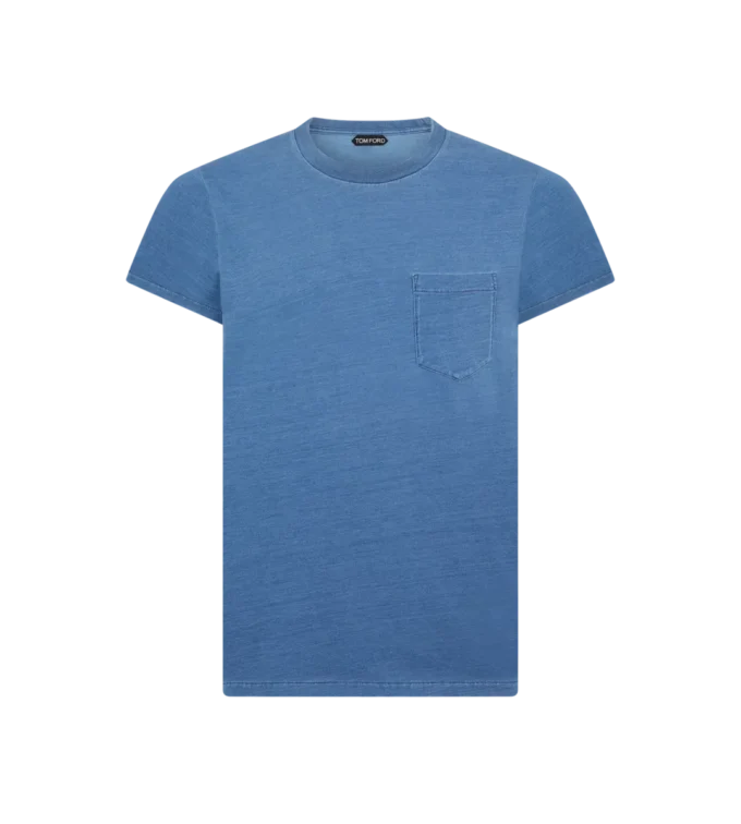 Indigo gekleurd T-shirt met ronde hals