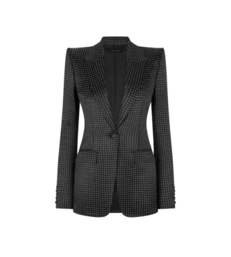Jacquard polkadot duchesse jasje met enkele rij knopen