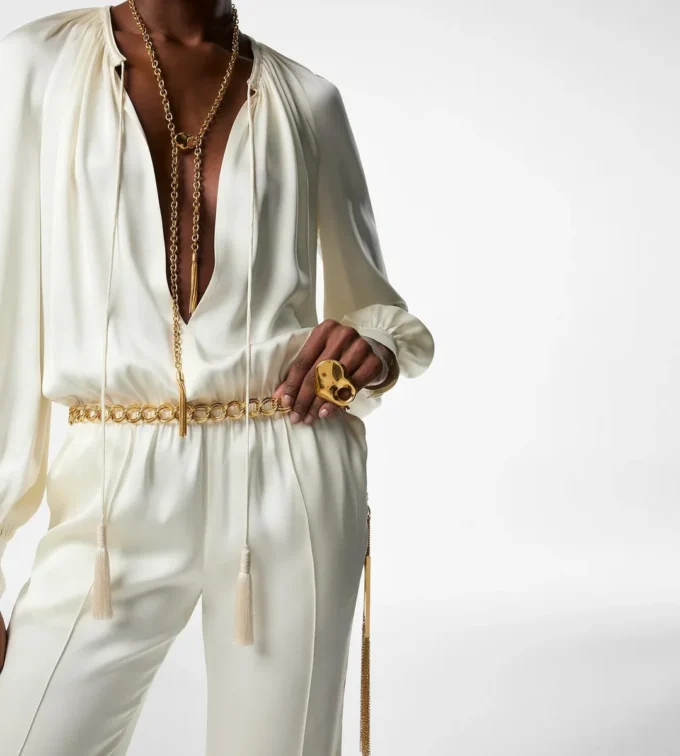 Jumpsuit met lange mouwen en plooien Jumpsuit met lange mouwen en plooien