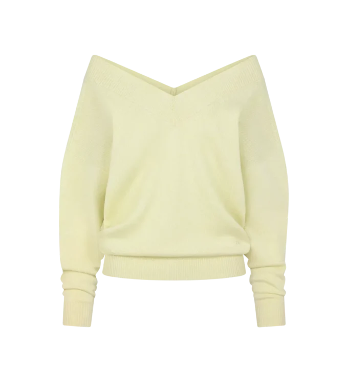 Kasjmier off-shoulder V-hals trui