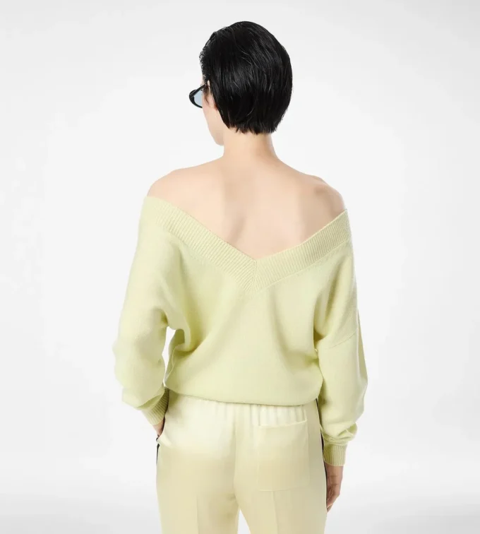 Kasjmier off-shoulder V-hals trui