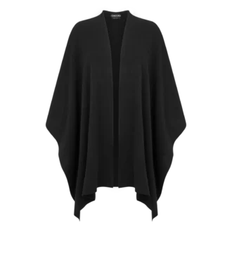 Kasjmier poncho met ton-sur-ton geborduurd Tf-logo