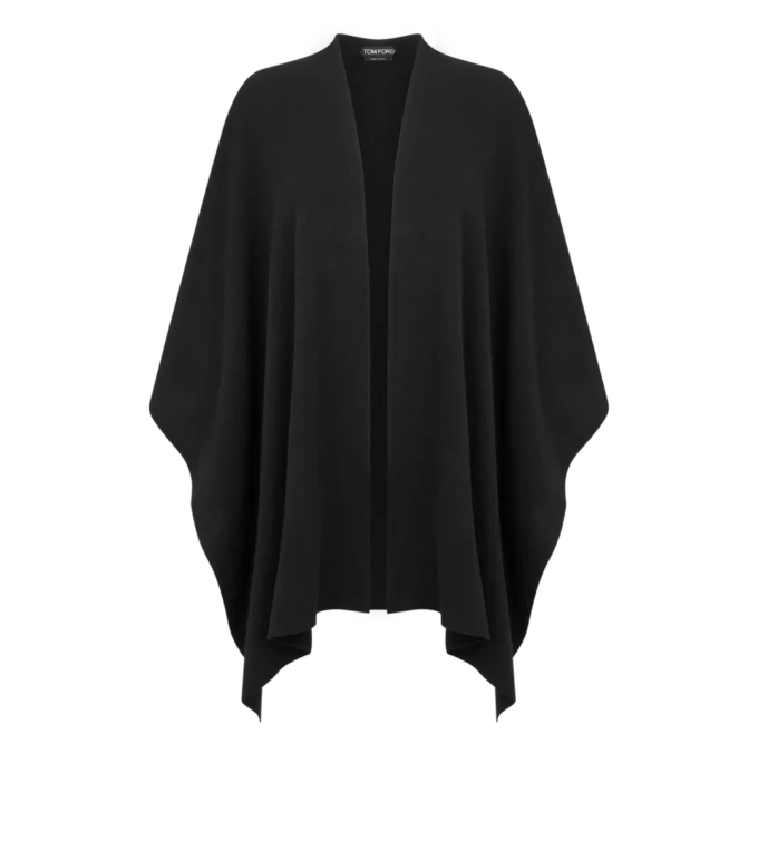 Kasjmier poncho met ton-sur-ton geborduurd Tf-logo Kasjmier poncho met ton-sur-ton geborduurd Tf-logo