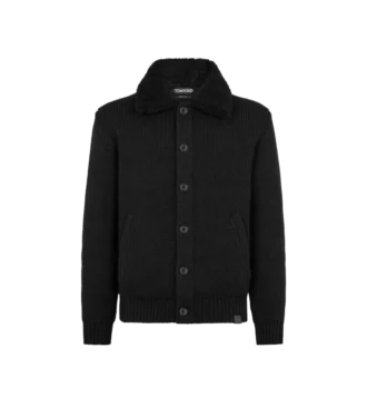 Kasjmier vest met schapenvachtkraag