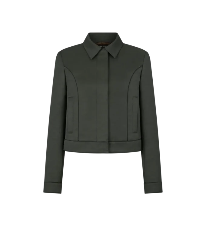 Katoen-viscose twill blouson met biezen Katoen-viscose twill blouson met biezen