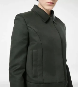 Katoen-viscose twill blouson met biezen