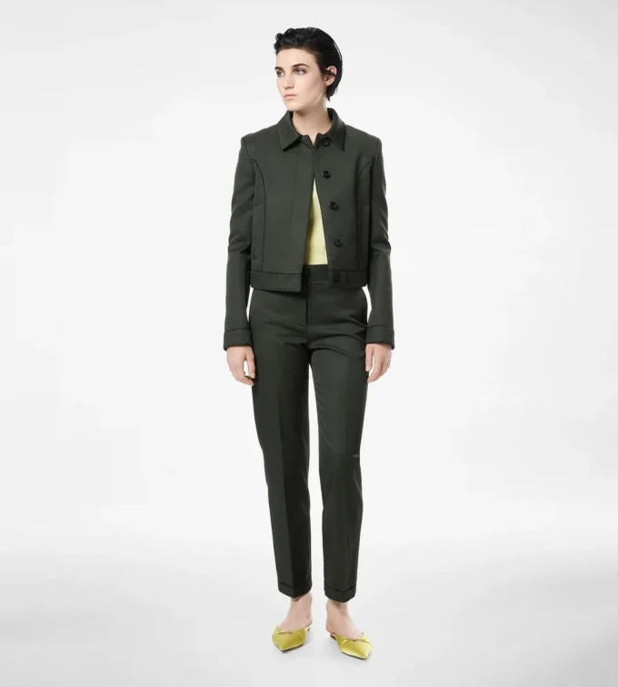 Katoen-viscose twill blouson met biezen Katoen-viscose twill blouson met biezen