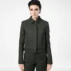 Katoen-viscose twill blouson met biezen Katoen-viscose twill blouson met biezen