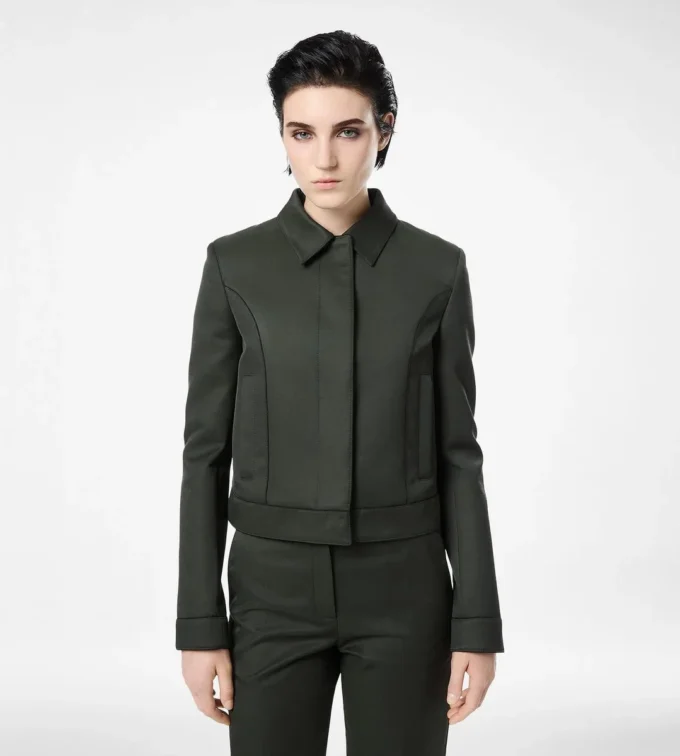 Katoen-viscose twill blouson met biezen Katoen-viscose twill blouson met biezen