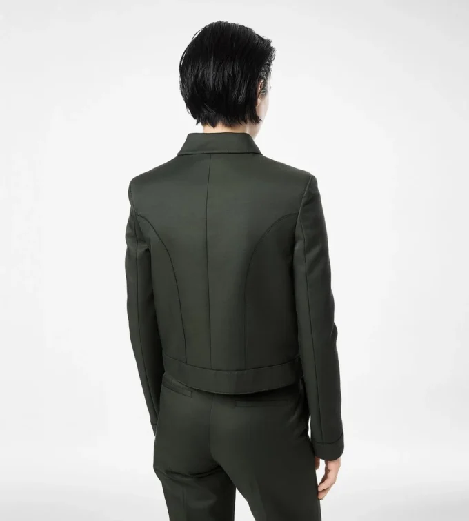 Katoen-viscose twill blouson met biezen Katoen-viscose twill blouson met biezen