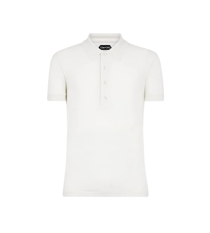 Katoenen kasjmier polo met korte mouwen
