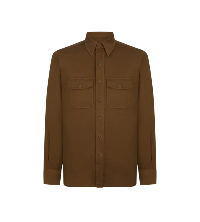 Katoenen linnen drill militair shirt