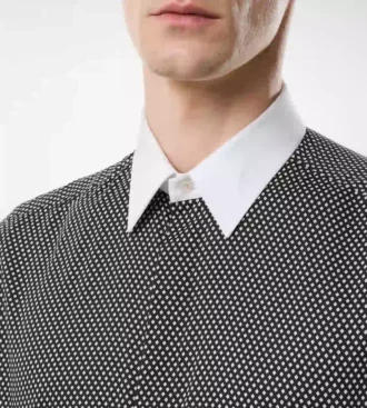 Katoenen overhemd met diamantprint en klassieke pasvorm
