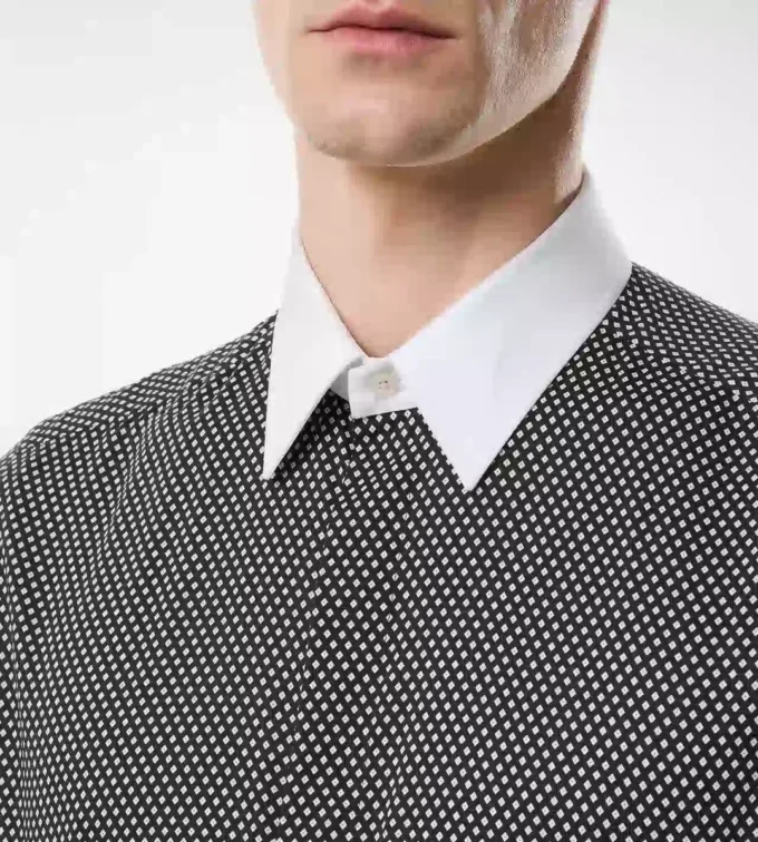 Katoenen overhemd met diamantprint en klassieke pasvorm Katoenen overhemd met diamantprint en klassieke pasvorm